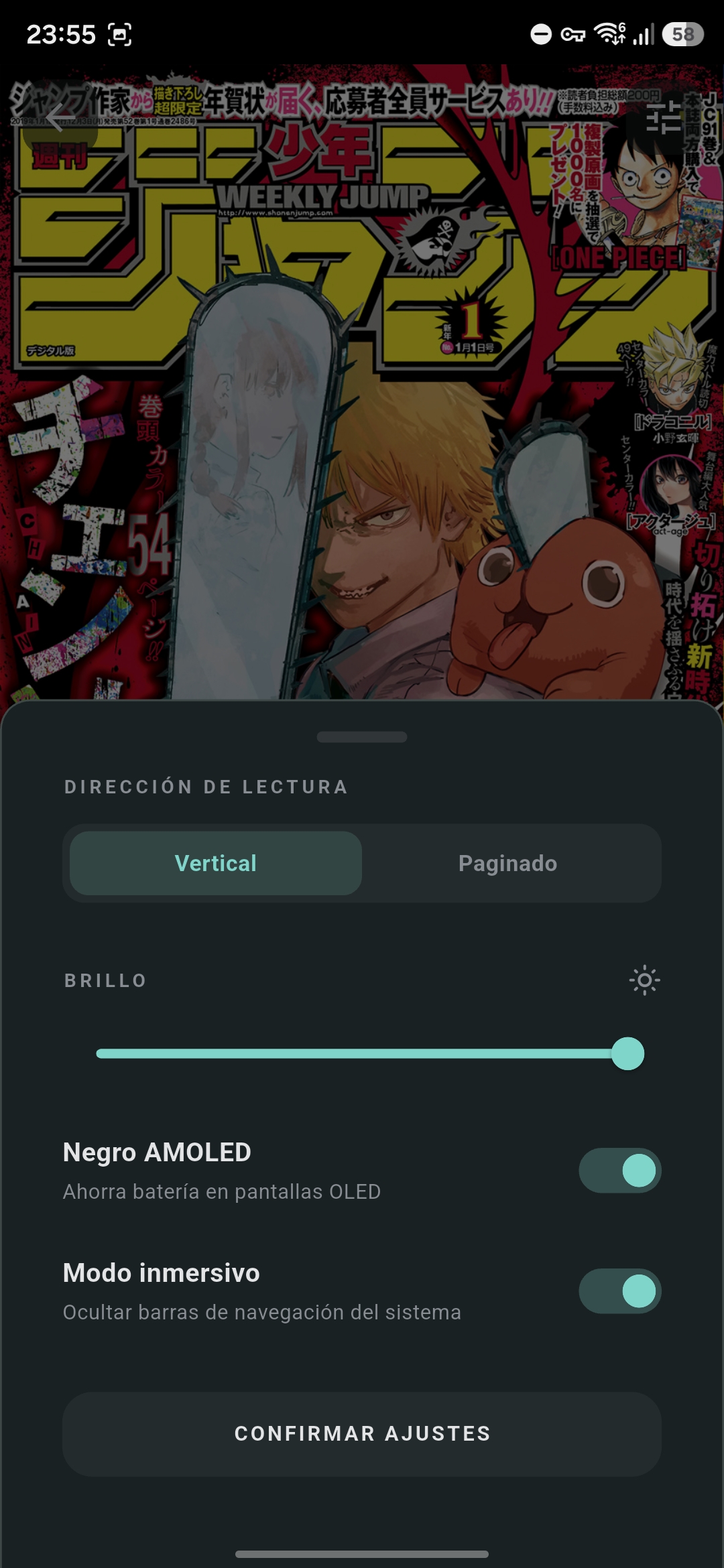 Ajustes del lector de InkScroller